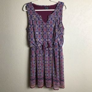NWT Love Reign Boho Sleeveless Dress Tie Front